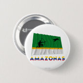 Badge Rond 5 Cm Drapeau de ondulation d'Amazonas avec le nom (Devant & derrière)