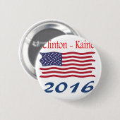 Badge Rond 5 Cm Drapeau de ondulation de Clinton Kaine (Devant & derrière)