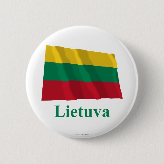 Badge Rond 5 Cm Drapeau de ondulation de la Lithuanie avec le nom (Devant)