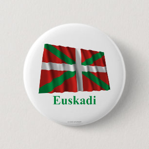 Badge Rond 5 Cm Drapeau de ondulation d'Euskadi (País Vasco) avec