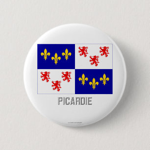 Badge Rond 5 Cm Drapeau de Picardie avec le nom