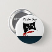 Badge Rond 5 Cm Drapeau de pirate avec os croisés (Devant & derrière)