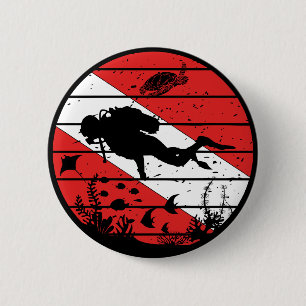 Badge Rond 5 Cm Drapeau de plongée en scaphandre autonome