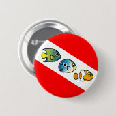 Badge Rond 5 Cm Drapeau de plongée mignon Scubadorable (Devant & derrière)