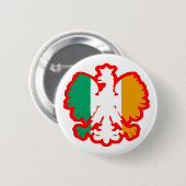 BADGE ROND 5 CM DRAPEAU DE POLISH/IRISH (Devant & derrière)