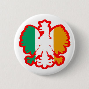 BADGE ROND 5 CM DRAPEAU DE POLISH/IRISH