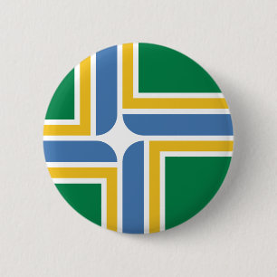 Badge Rond 5 Cm Drapeau de Portland, Bouton Pinback de l'Oregon