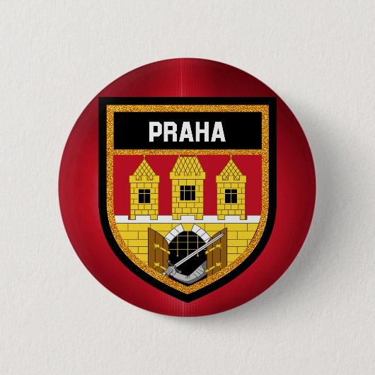 Badge Rond 5 Cm Drapeau de Prague (Devant)