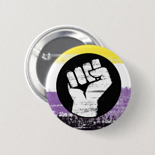 Badge Rond 5 Cm Drapeau de protestation peint non binaire