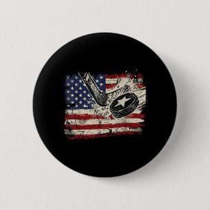 Badge Rond 5 Cm Drapeau de puck de hockey sur glace du 4 juillet P