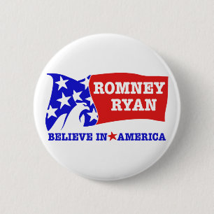 Badge Rond 5 Cm Drapeau de Romney Ryan Eagle