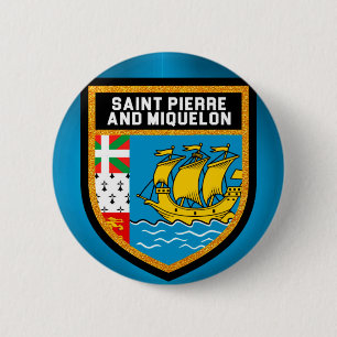 Badge Rond 5 Cm Drapeau de Saint-Pierre-et-Miquelon