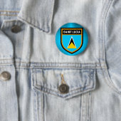 Badge Rond 5 Cm Drapeau de Sainte-Lucie (En situation)
