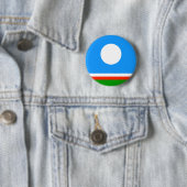 Badge Rond 5 Cm Drapeau de Sakha (En situation)