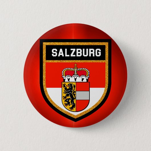 Badge Rond 5 Cm Drapeau de Salzbourg (Devant)