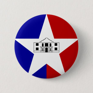 Badge Rond 5 Cm Drapeau de San Antonio, Texas Button