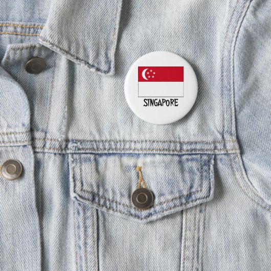 Badge Rond 5 Cm Drapeau de Singapour (En situation)