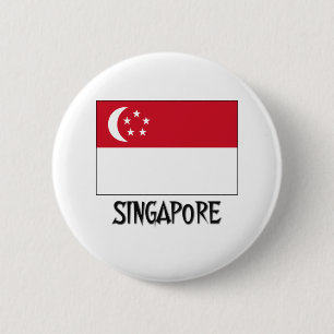 Badge Rond 5 Cm Drapeau de Singapour