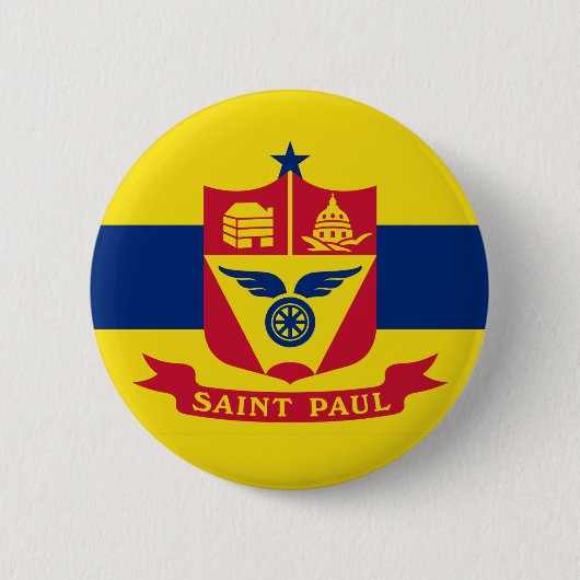Badge Rond 5 Cm Drapeau de St Paul, Bouton du Minnesota (Devant)