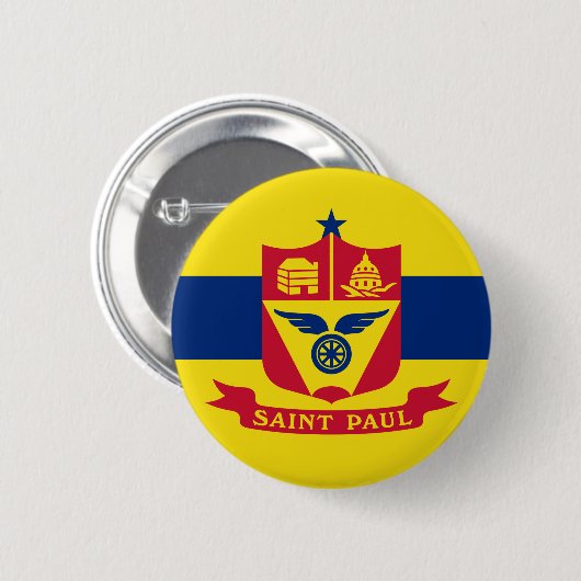 Badge Rond 5 Cm Drapeau de St Paul, Bouton du Minnesota (Devant & derrière)