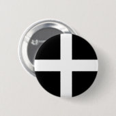 Badge Rond 5 Cm Drapeau de St Piran/drapeau des Cornouailles (Devant & derrière)
