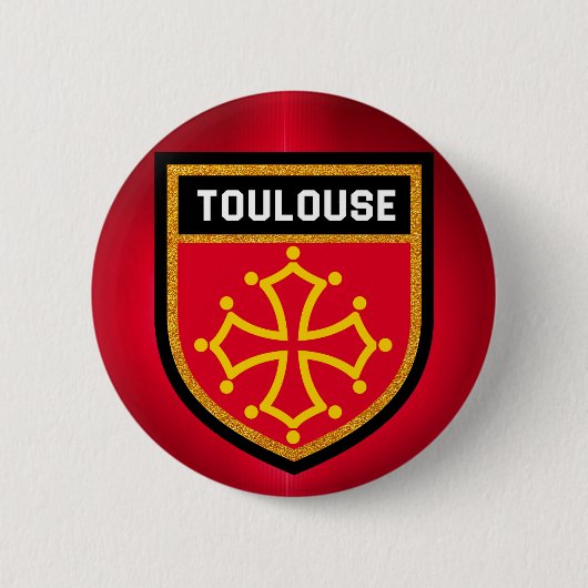 Badge Rond 5 Cm Drapeau de Toulouse (Devant)