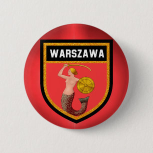 Badge Rond 5 Cm Drapeau de Varsovie