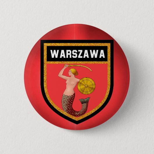 Badge Rond 5 Cm Drapeau de Varsovie (Devant)