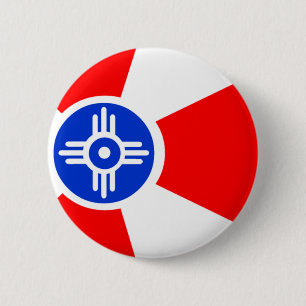 Badge Rond 5 Cm Drapeau de Wichita Kansas
