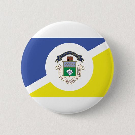 Badge Rond 5 Cm Drapeau de Winnipeg, Bouton du Manitoba (Devant)