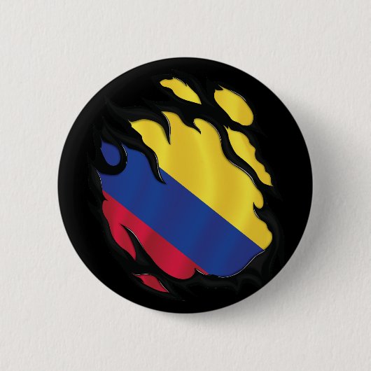 Badge Rond 5 Cm Drapeau déchiré de Colombie (Devant)