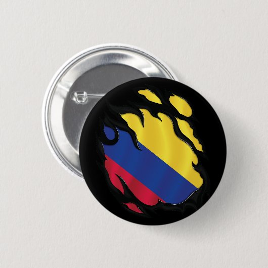 Badge Rond 5 Cm Drapeau déchiré de Colombie (Devant & derrière)