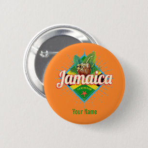 Badge Rond 5 Cm Drapeau des Caraïbes de la Jamaïque vacances vinta