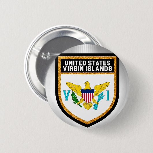Badge Rond 5 Cm Drapeau des îles Vierges américaines (Devant & derrière)