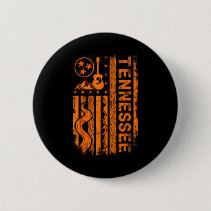 Badge Rond 5 Cm Drapeau des montagnes de guitare du Tennessee, fie