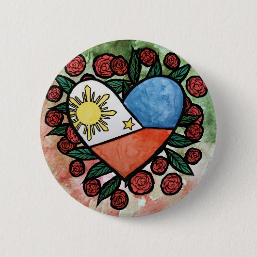 Badge Rond 5 Cm Drapeau des Philippines                            (Devant)