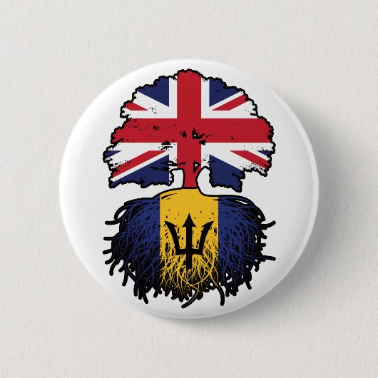 Badge Rond 5 Cm Drapeau des racines d'arbre de la Barbade (Devant)