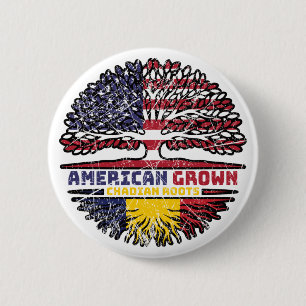 Badge Rond 5 Cm Drapeau des racines d'arbre tchadienne