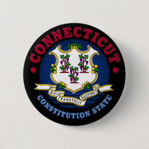 BADGE ROND 5 CM DRAPEAU D'ÉTAT CONSTITUTION CONNECTICUT