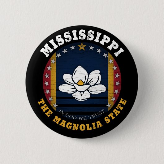 BADGE ROND 5 CM DRAPEAU D'ÉTAT DE MISSISSIPPI MAGNOLIA (Devant)