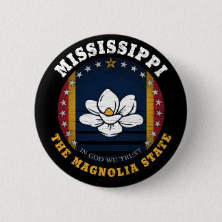 BADGE ROND 5 CM DRAPEAU D'ÉTAT DE MISSISSIPPI MAGNOLIA