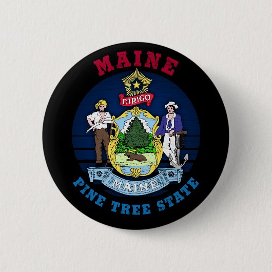 BADGE ROND 5 CM DRAPEAU D'ÉTAT DE PINE MAINE (Devant)
