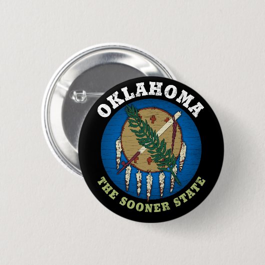 BADGE ROND 5 CM DRAPEAU D'ÉTAT D'OKLAHOMA (Devant & derrière)