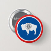 Badge Rond 5 Cm Drapeau d'état du Wyoming (Devant & derrière)
