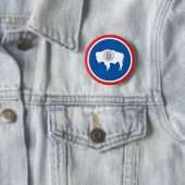 Badge Rond 5 Cm Drapeau d'état du Wyoming (En situation)