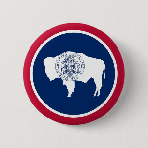 Badge Rond 5 Cm Drapeau d'état du Wyoming