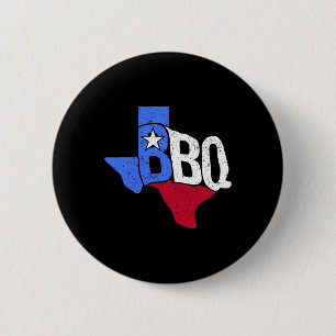 Badge Rond 5 Cm Drapeau D'État Et Carte Du Bbq Texas
