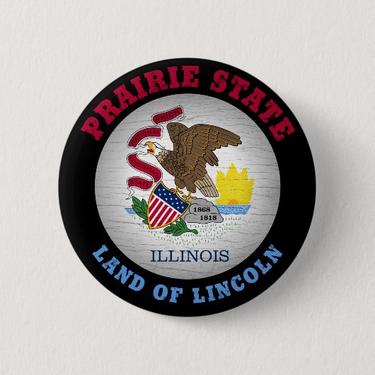 BADGE ROND 5 CM DRAPEAU D'ÉTAT ILLINOIS PRAIRIE (Devant)