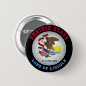 BADGE ROND 5 CM DRAPEAU D'ÉTAT ILLINOIS PRAIRIE (Devant & derrière)