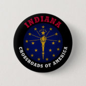 BADGE ROND 5 CM DRAPEAU D'ÉTAT INDIANA CROSSROADS (Devant)